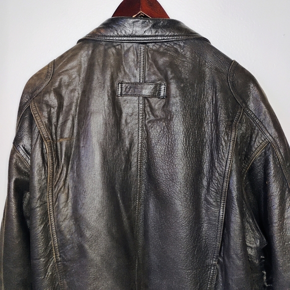 Pierre Cardin Vintage Leather Bomber Jacket Brown Full Zip Mens Size Large - Picture 6 of 16